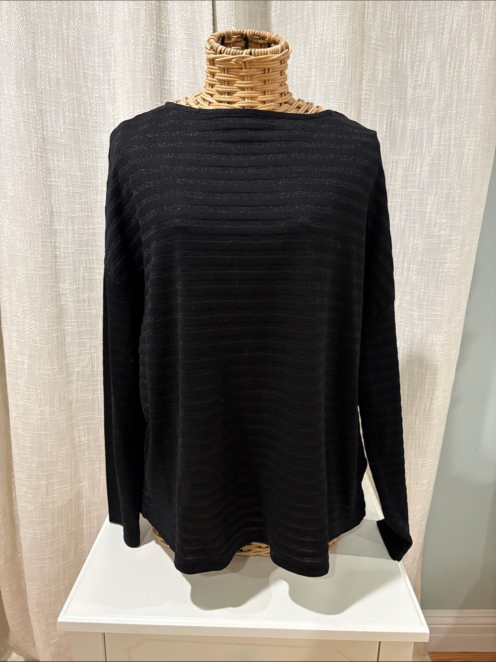 All Saints Black Boatneck striped Long-Sleeve Sweater
